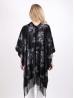 Velvet Floral Print Cape W/ Fringes